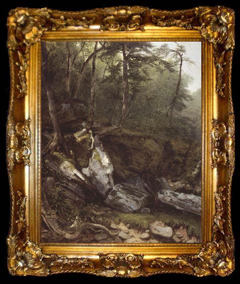 framed  Asher Brown Durand Study from Nature rocks and trees in the Catskills, ta009-2